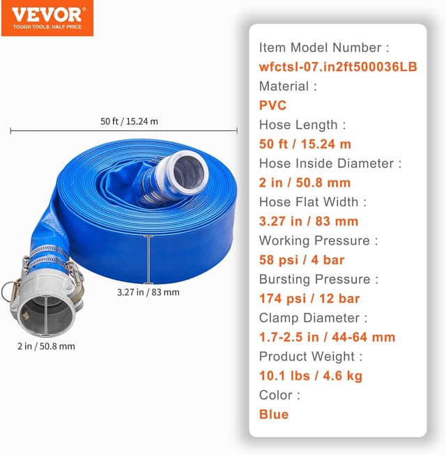 Thumbnail 6 de VEVOR Manguera de Retrolavado 2x50