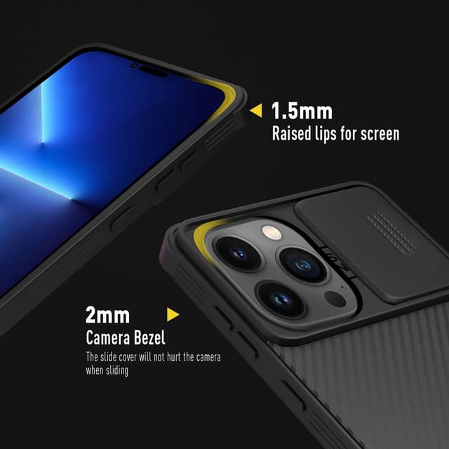 Thumbnail 6 de Coque XTCASE pour iPhone 14 Pro : étui ultra mince avec protection caméra coulissante, noir