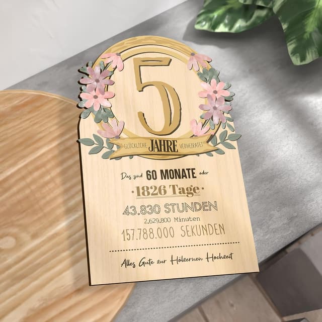 Detalle de Hölzerne Hochzeit Karte zum 5. Tag