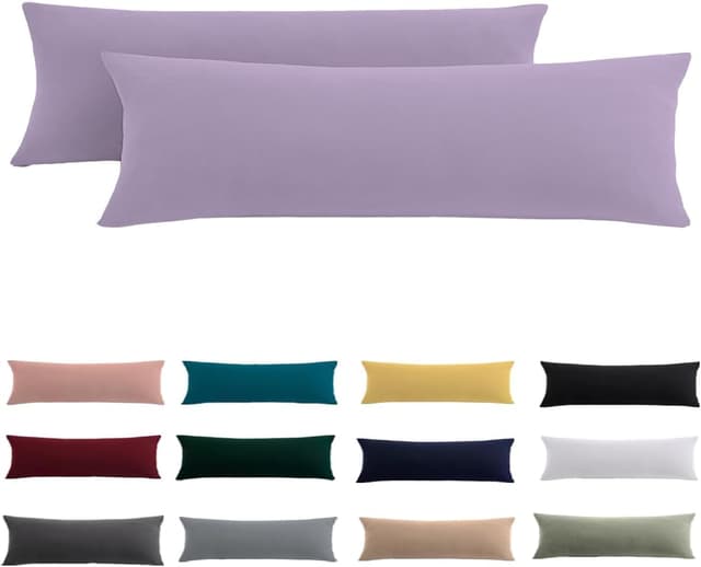 Detalle de Beqnat Seitenschläferkissen-Bezug im 2er-Set 40x145 cm (Lavendel) mit Reißverschluss