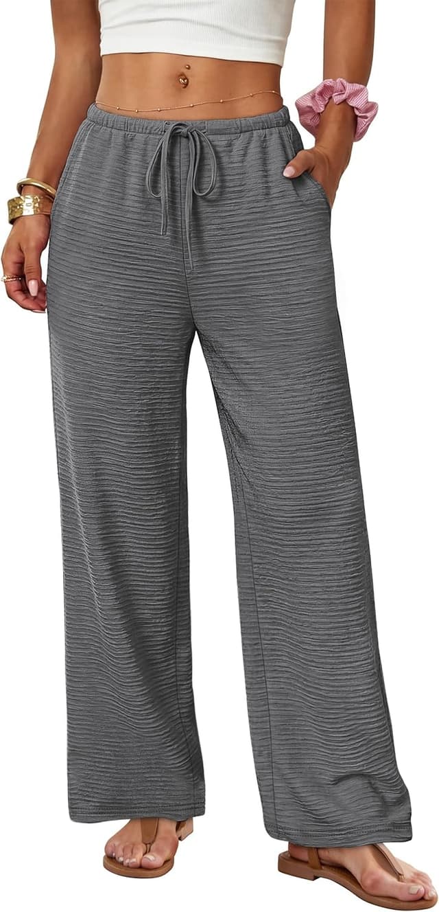 Thumbnail 6 de SAMPEEL Women’s Wide Leg Palazzo Pants with Drawstring Waist and Pockets