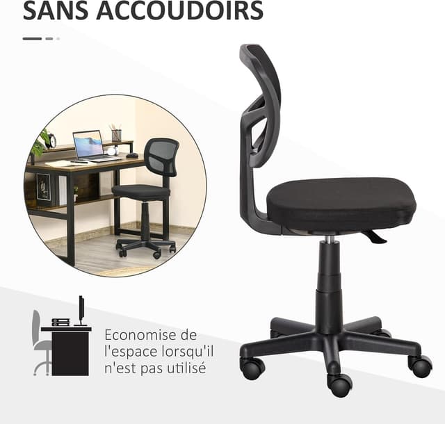 Thumbnail 4 de Vinsetto Chaise bureau sans accoudoirs 40–52 cm