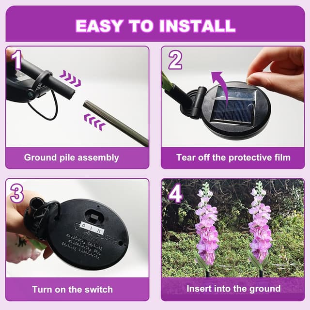 Detalle 1 de Solar flower garden lights 2 pack, 20 LEDs