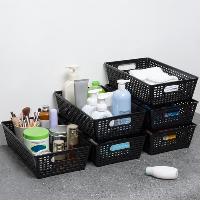 Thumbnail 4 de Tiawudi Stackable Woven Plastic Baskets 14.7in