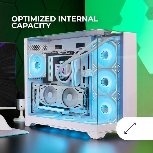 Thumbnail 4 de Mars Gaming MC-VISION case gaming ATX bianco con triplo vetro temperato e supporto liquido fino a 360 mm