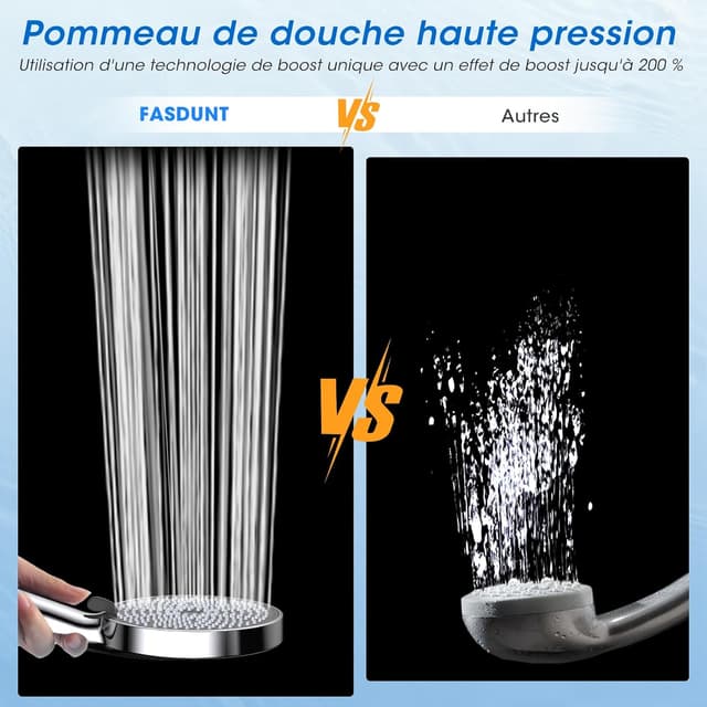 Thumbnail 4 de FASDUNT Pommeau de Douche Haute Pression 200%
