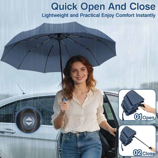 Detalle 2 de Parapluie pliant coupe-vent 10 côtes 32 cm