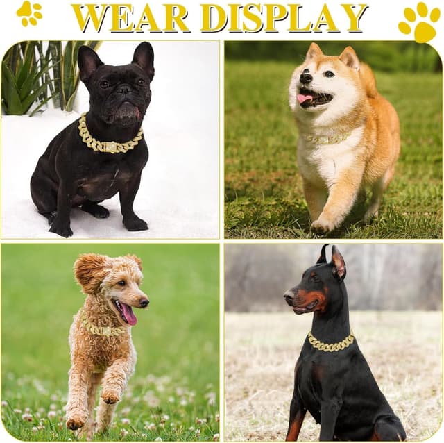 Detalle de Rose Gold Diamond Cuba Link Dog Chain Collar (16-inch)