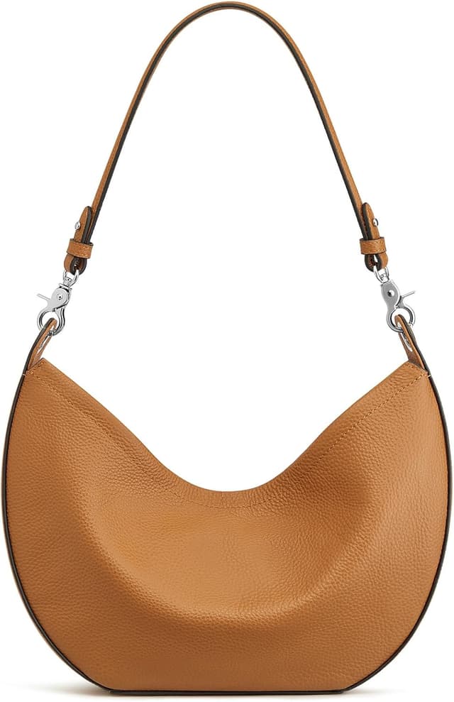 Detalle de S-ZONE Soft Genuine Leather Hobo Shoulder Crossbody Bag (Crescent-shaped) – Medium