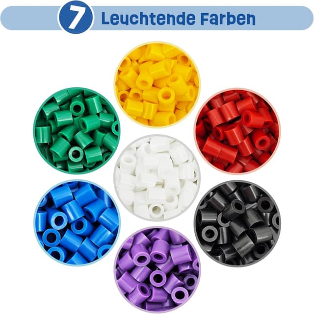 Detalle de Smowo® Große 10mm Bügelperlen (1.000 Stück) in 7 Farben – XL Steckperlen für Kinder ab 3 Jahren