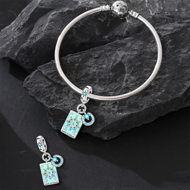 Detalle de TINSLO Charm Anhänger Damen aus 925 Sterling Silber mit Zirkonia – kompatibel mit europäischen Armband- und Ketten-Charm-Systemen (Pandora-Style)