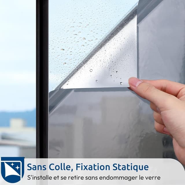 Thumbnail 6 de Film miroir pour fenêtre rabbitgoo sans tain, anti-chaleur anti-UV électrostatique 90x200 cm argenté