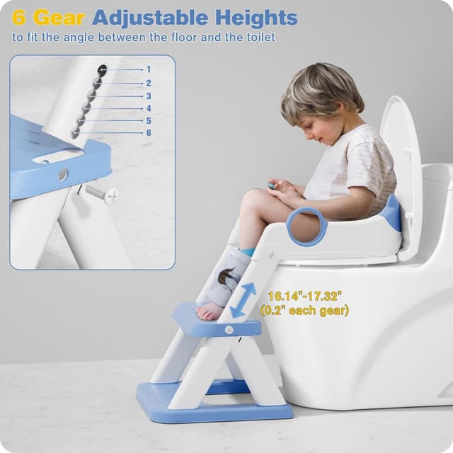 Detalle 2 de Rabb 1st Kindertoilettenleiter 2-in-1 mit Treppe: höhenverstellbarer Toilettensitz für Jungen & Mädchen
