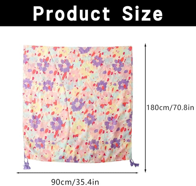 Detalle 2 de prinfantasy Women Long Scarf Shawl Wrap (Soft Lightweight) 180 x 85cm