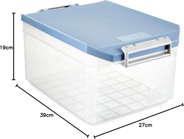 Detalle de TATAY Boîte de rangement avec couvercle 14 L Classic (27 x 39 x 19 cm) bleue, empilable et multiusage