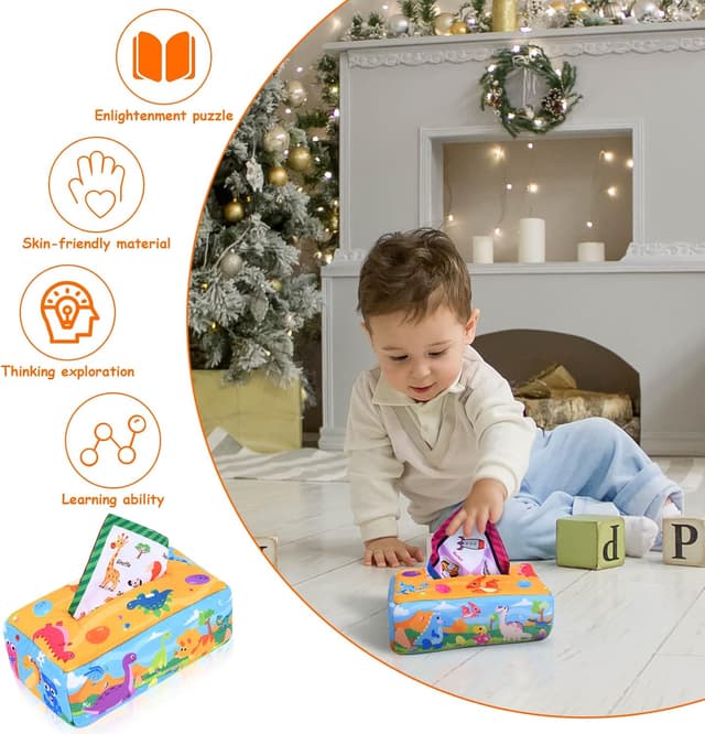 Detalle 1 de Vicloon Tissue Box Spielzeug Dino, ab 6 Monate