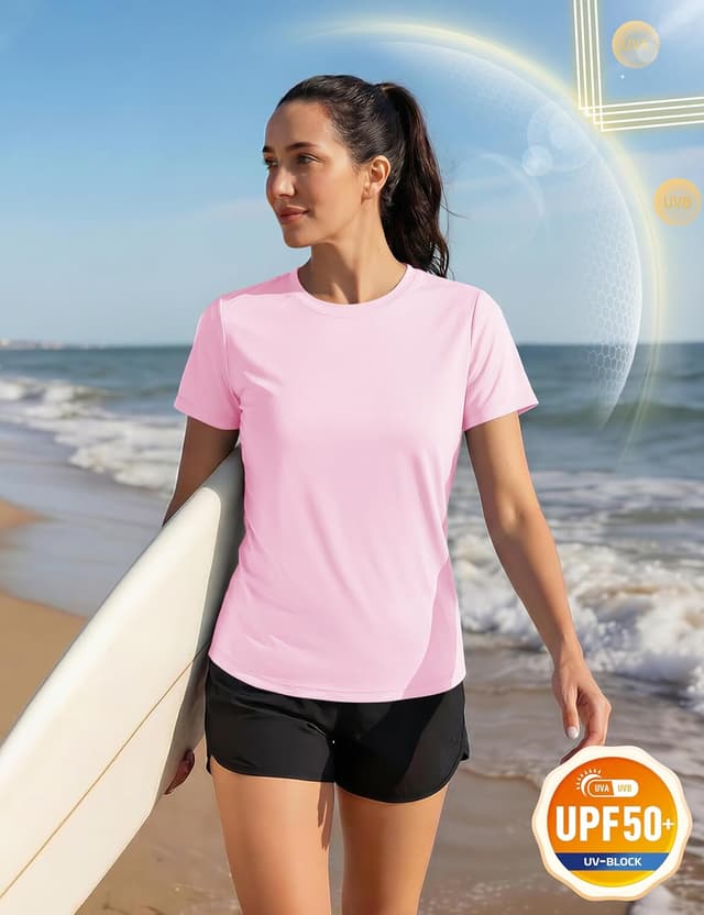 Detalle 2 de TACVASEN women’s short-sleeve outdoor sport T-shirt with quick-dry UV protection (UPF 50+)