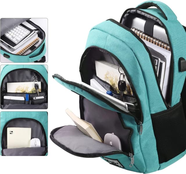 Detalle de YAMTION Schulrucksack für Mädchen und Jungen mit 35-Liter-Fach und USB-Port