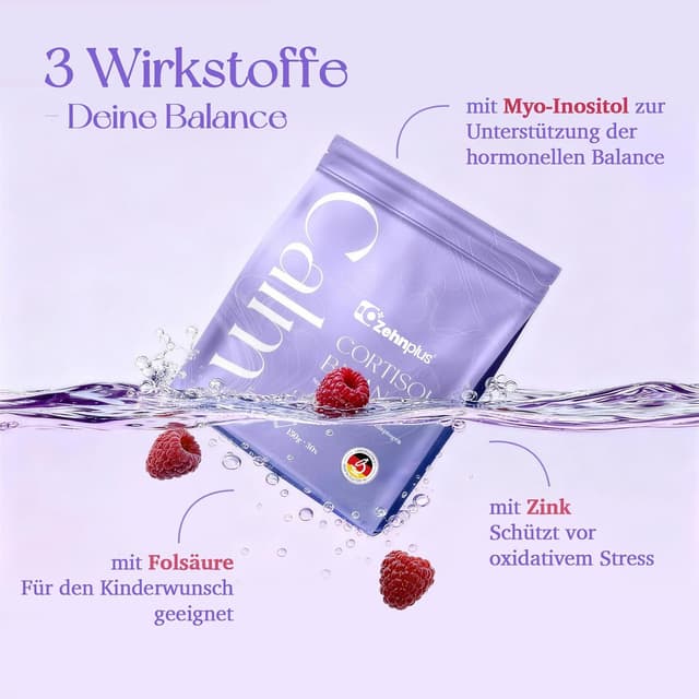 Detalle de ZehnPlus Cortisol Balance Pulver (12-in-1) mit Ashwagandha, Rhodiola & L-Theanin – zuckerfrei, vegan, 30 Portionen