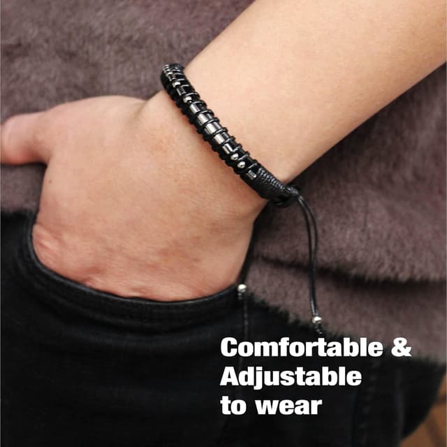 Thumbnail 5 de Leather Morse Code Bracelet 8.5 in