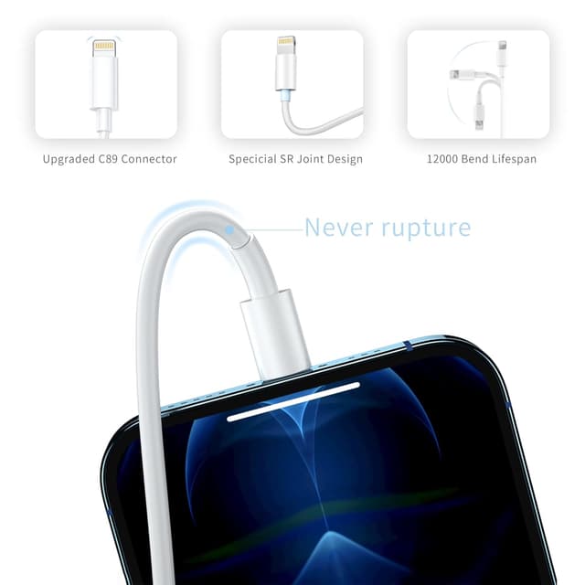 Detalle 2 de JJCALL USB‑C to Lightning cable 3ft pack (2)