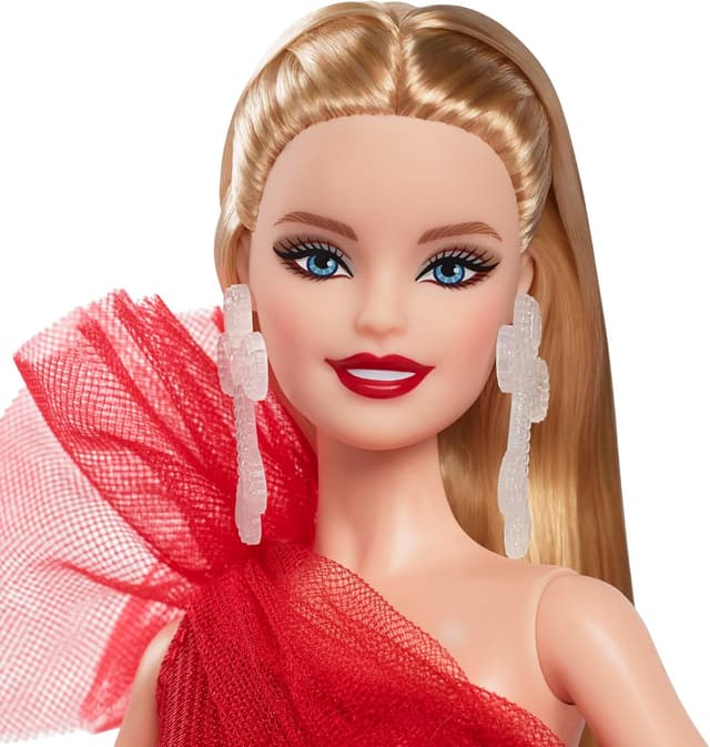 Detalle 2 de Barbie Signature 2024 Holiday Rubia, Vestido Cuadros
