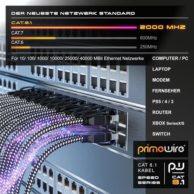 Thumbnail 4 de CSL 10m CAT 8 Netzwerkkabel Patchkabel 40 Gbit/s