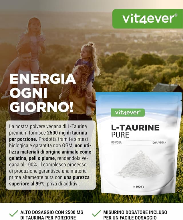 Detalle de Vit4ever Polvere di Taurina L-Taurina 99% vegana 1 kg