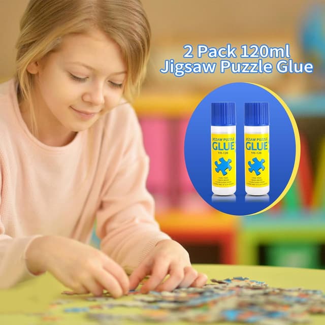 Detalle de YIIFELL Puzzlekleber Klar – Transparenter Puzzle-Kleber mit Easy-On Applikator (2er Pack, je 120 ml)