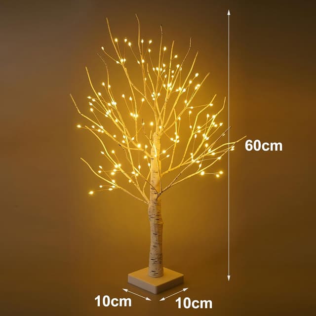 Detalle de Birch Light Tree Indoor 60cm LED Birch Branches with 144 Warm White LEDs (Battery or USB)