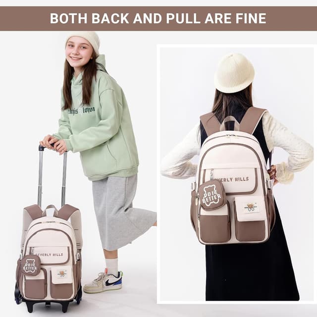 Detalle 2 de IvyH sac à dos à roulettes enfant (cartable à 6 roues) pour primaire et collège