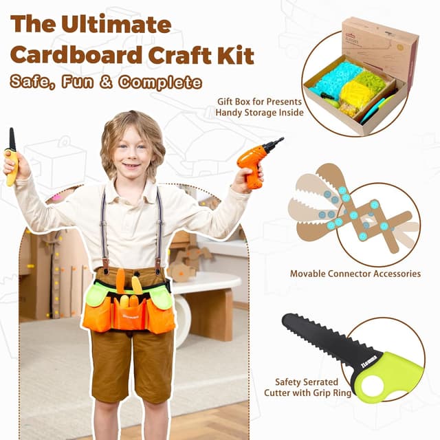 Detalle de ZLemma Cardboard Construction Kit (401 pcs) Kids Building Set for DIY STEM Projects