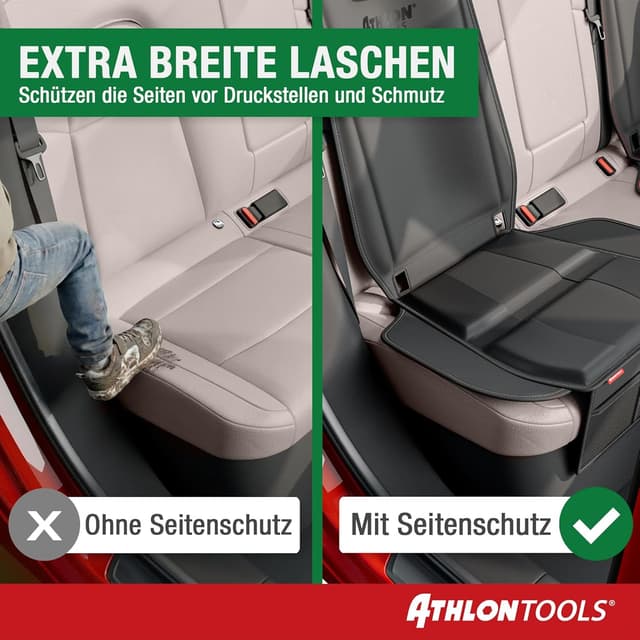Detalle de ATHLON TOOLS Kindersitzunterlage Auto mit Seitenschutz – ISOFIX-kompatibel, dick gepolstert