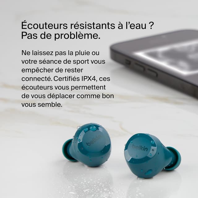 Thumbnail 6 de Belkin SoundForm Bolt : écouteurs true wireless avec autonomie jusqu’à 28 h, mode mono et certification IPX4