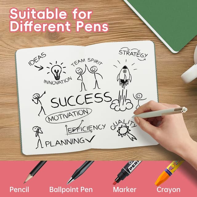 Detalle de ReePlan 12 Pack A5 Blank Notebooks – 80 gsm Thick Paper, Unlined Journals (Colourful Multipack)