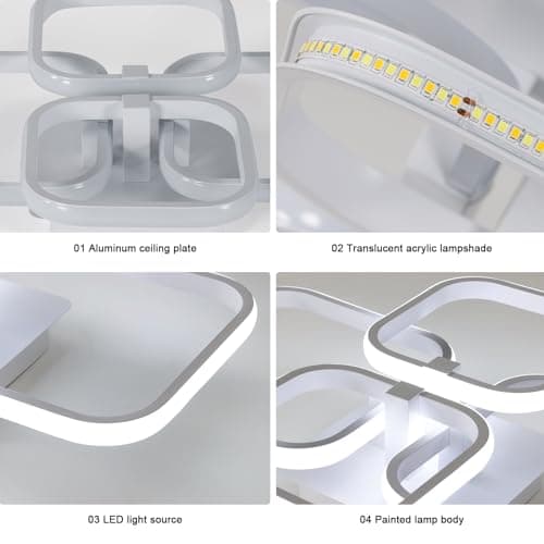 Detalle 2 de Comely 48W Lámpara LED de Techo Cuadrados 📡