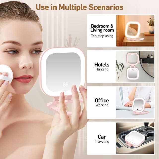 Thumbnail 6 de GOMIPURU Travel Mirror with Light (1x/30x) with Adjustable Brightness, 3 Color LEDs and Tweezer
