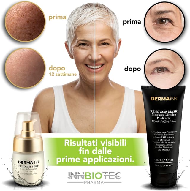 Detalle 2 de Kit Esfoliante Viso & Siero Antimacchia Renovase Mask + Renovase Spot con Acido Glicolico e Ialuronico