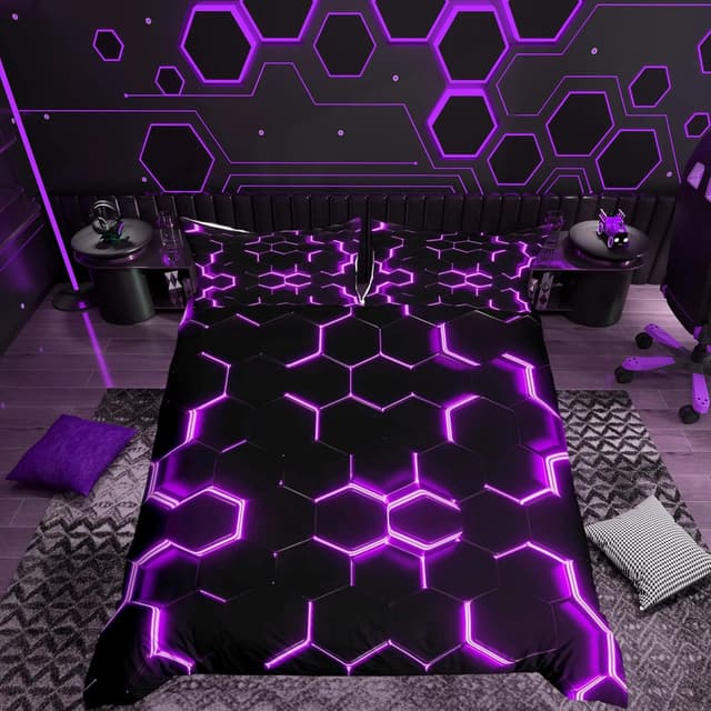 Detalle 2 de Loussiesd Graffiti Style Hip Hop 3-Piece Bedding Set with Zipper (Kids/Teens Duvet Cover & Pillowcases)