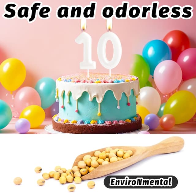 Detalle 2 de Hongplus Macaron White Number 8 Birthday Candle – Cake Topper for Girls’ 8th Birthday