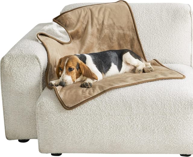 Detalle de LE SURE wasserdichte Hundedecke „Kamel“ (100 x 80 cm) – doppelseitig, waschbar, für Sofa & unterwegs