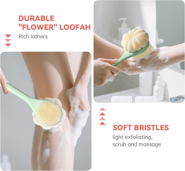 Thumbnail 2 de CYMPHW Back Scrubber for Shower (15.7" Loofah with Handle) — Double-Sided Long-Handle Shower Brush