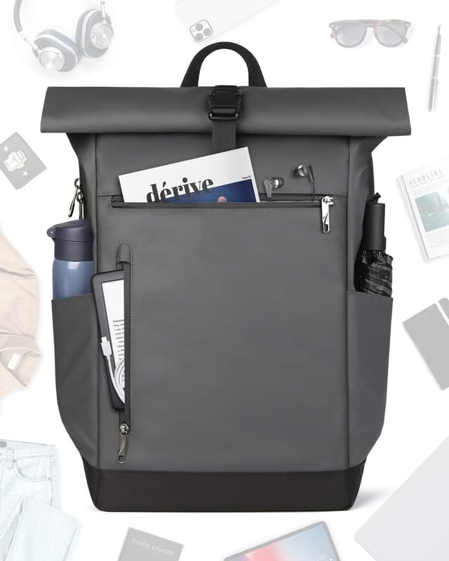 Detalle 2 de Inateck RollTop Rucksack 17 Zoll Laptopfach