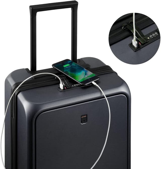 Detalle de LEVEL8 20 Inch Carry-on Suitcase with Laptop Compartment, TSA & USB Charging Port (Royal Blue)