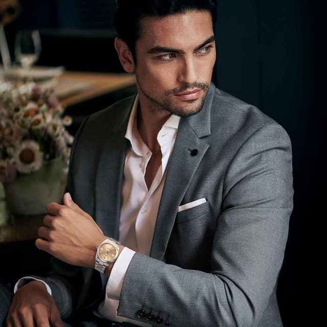 Detalle de BUREI Herren Analog Quarz 42 mm Uhr