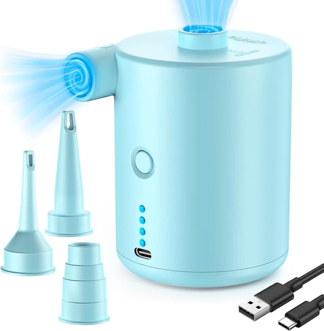 Detalle de Portable Rechargeable Electric Air Pump (4000mAh) with 50W Motor and 3 Nozzles