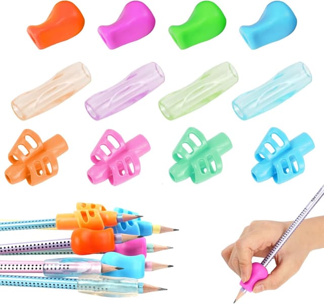Detalle de Vicloon Impugnatura Matita Bambini, 12 pezzi ergonomici per grip della penna (silicone), multicolore