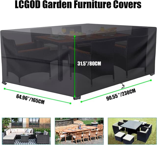 Detalle de Housse de salon de jardin LCGOD 600D Oxford – protection pour tous les temps (230 x 165 x 80 cm)