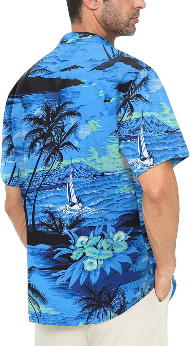 Detalle 2 de Gavliuu Hawaii Hemd Herren (Kurzarm) – Casual Freizeit Blumenmuster