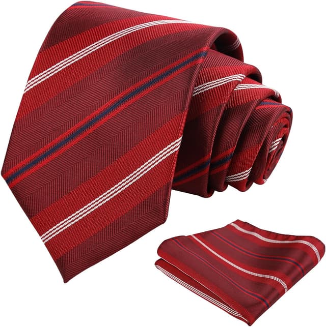 Detalle de Alizeal men’s solid colour tie and pocket square set (business formal)